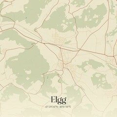 Vintage map of Elgg, Switzerland.