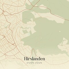 Vintage map of Hirslanden, Switzerland.