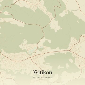 Vintage map of Witikon, Switzerland.