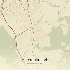 Fototapeta premium Vintage map of Bachenbülach, Switzerland.