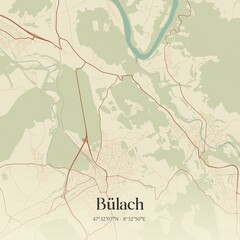Vintage map of Bülach, Switzerland.