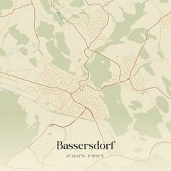 Vintage map of Bassersdorf, Switzerland.