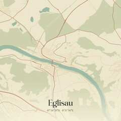 Vintage map of Eglisau, Switzerland.