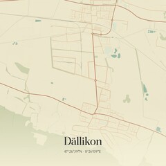 Vintage map of Dällikon, Switzerland.