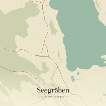 Vintage map of Seegr&auml;ben, Switzerland.