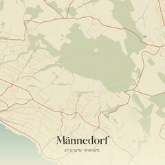 Obraz premium Vintage map of Männedorf, Switzerland.