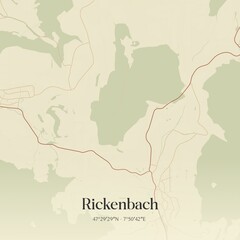 Vintage map of Rickenbach, Switzerland.