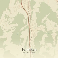 Vintage map of Tenniken, Switzerland.