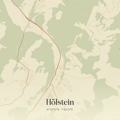 Vintage map of Hölstein, Switzerland.