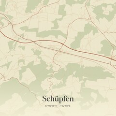 Obraz premium Vintage map of Schüpfen, Switzerland.