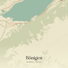 Vintage map of Bönigen, Switzerland.
