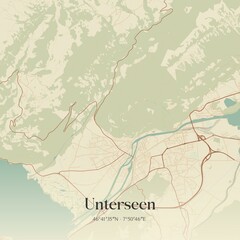 Vintage map of Unterseen, Switzerland.