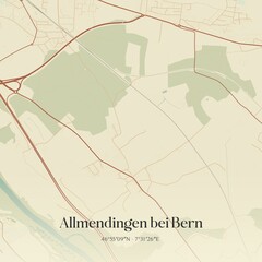 Vintage map of Allmendingen bei Bern, Switzerland.