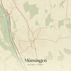 Vintage map of Münsingen, Switzerland.