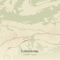 Fototapeta premium Vintage map of Loveresse, Switzerland.