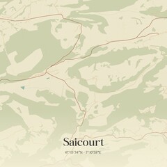 Vintage map of Saicourt, Switzerland.