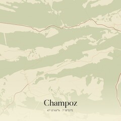 Vintage map of Champoz, Switzerland.