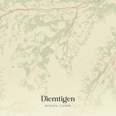 Fototapeta premium Vintage map of Diemtigen, Switzerland.