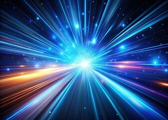 Obraz premium Abstract Blue Light Streaks on Black Background - Stock Photo