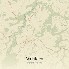 Vintage map of Wahlern, Switzerland.
