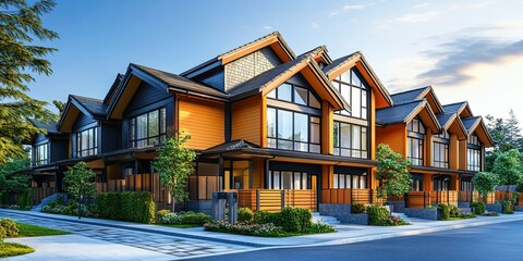 Fototapeta premium Modern Townhouses Row of Stylish Homes