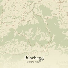 Vintage map of Rüschegg, Switzerland.