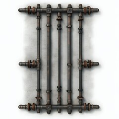 Multiple Long Electrical Pipes Laid on Concrete Wall in Hyper Orthographic View