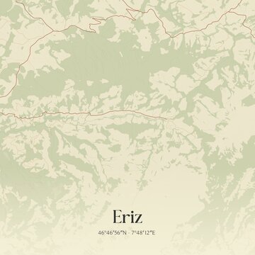 Vintage map of Eriz, Switzerland.