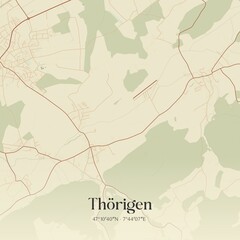 Vintage map of Thörigen, Switzerland.