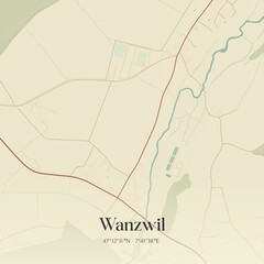 Fototapeta premium Vintage map of Wanzwil, Switzerland.
