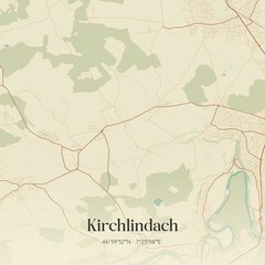 Vintage map of Kirchlindach, Switzerland.