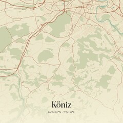 Vintage map of Köniz, Switzerland.