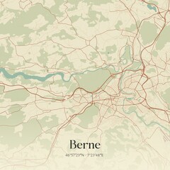 Vintage map of Berne, Switzerland.