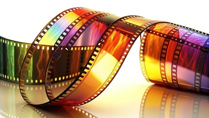 Vintage Film Strip Isolated on White Background - Retro Movie Reel