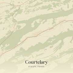 Vintage map of Courtelary, Switzerland.