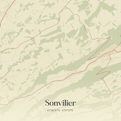 Vintage map of Sonvilier, Switzerland.
