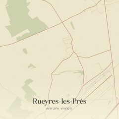 Vintage map of Rueyres-les-Prés, Switzerland.