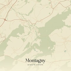 Fototapeta premium Vintage map of Montagny, Switzerland.