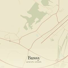 Vintage map of Bussy, Switzerland.