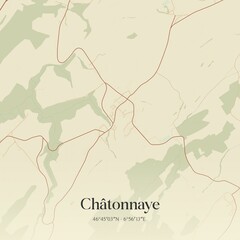 Vintage map of Châtonnaye, Switzerland.