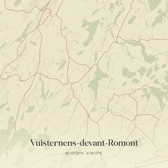 Vintage map of Vuisternens-devant-Romont, Switzerland.