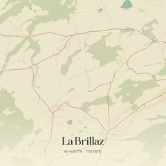 Fototapeta premium Vintage map of La Brillaz, Switzerland.