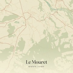 Vintage map of Le Mouret, Switzerland.