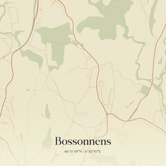 Vintage map of Bossonnens, Switzerland.