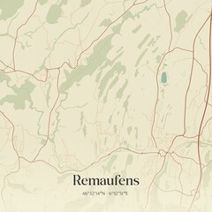 Vintage map of Remaufens, Switzerland.