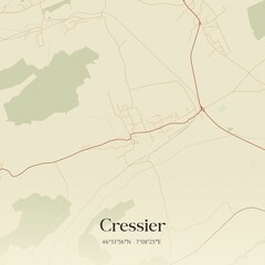 Vintage map of Cressier, Switzerland.
