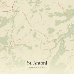 Vintage map of St. Antoni, Switzerland.