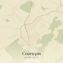 Vintage map of Courtepin, Switzerland.