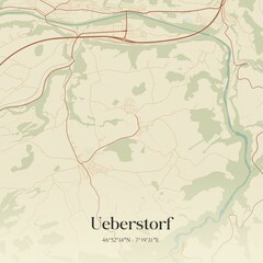 Fototapeta premium Vintage map of Ueberstorf, Switzerland.