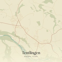 Vintage map of Tentlingen, Switzerland.